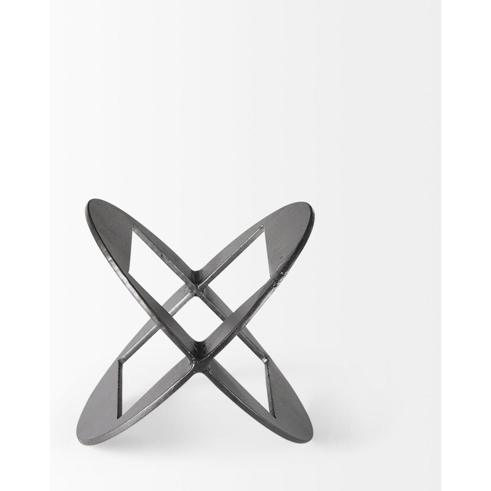 Mercana Cusco Black Iron Small Gunmetal Geometric Decorative Object Clearance