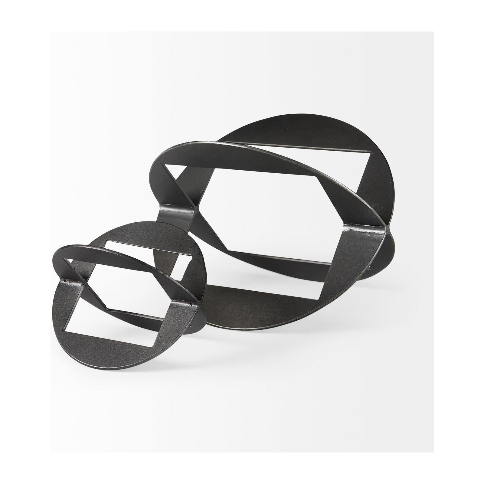 Mercana Cusco Black Iron Small Gunmetal Geometric Decorative Object Clearance