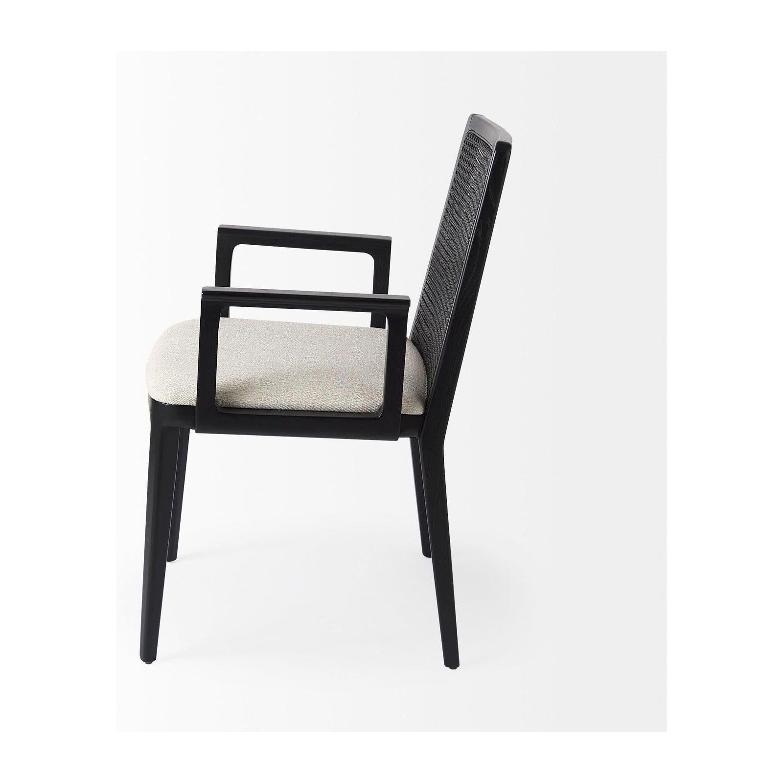 Mercana Clara Wood W/ Cream Fabric Seat and Cane Back Dining Chair