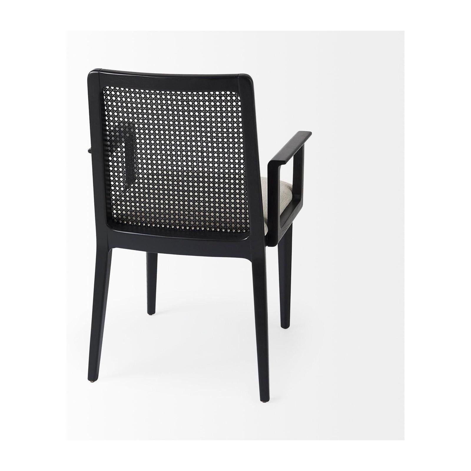 Mercana Clara Wood W/ Cream Fabric Seat and Cane Back Dining Chair