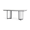 Mercana Tanner White Marble Top Black Metal Base Dining Table Clearance