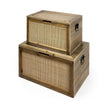 Mercana Sonny Brown Wood and Wicker W/ Metal Detail Rectangular Boxes- Set of 2 Clearance