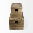 Mercana Sonny Brown Wood and Wicker W/ Metal Detail Rectangular Boxes- Set of 2 Clearance
