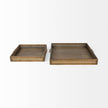 Mercana Sonny Brown Wood and Wicker Square Trays - Set of 2 Clearance