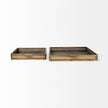 Mercana Sonny Brown Wood and Wicker Square Trays - Set of 2 Clearance