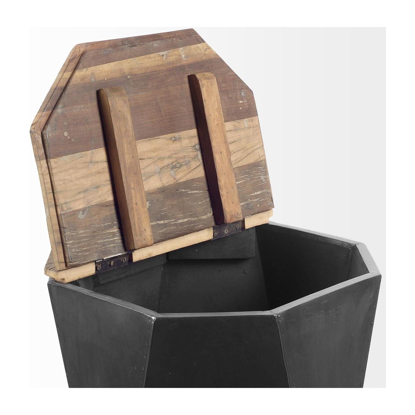 Mercana Esagono Octagonal Reclaimed Wood End/Side Table w/ Storage Clearance
