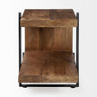 Mercana Maddox Medium Brown Wood w/ Black Metal End/Side Table