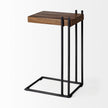 Mercana Maddox Medium Brown Wood w/ Black Metal End/Side Table
