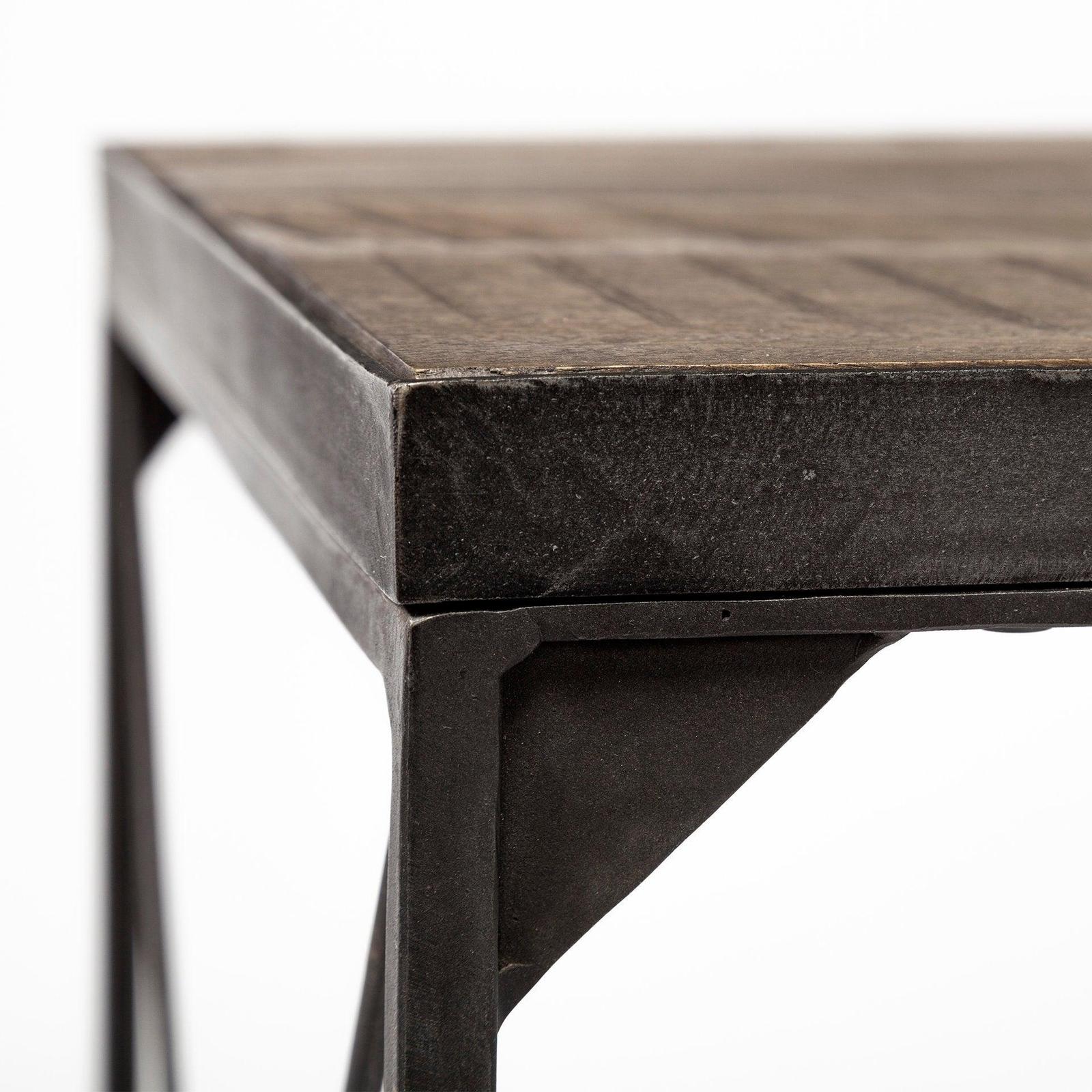 Mercana Trestman Square Top Medium Brown Wood and Iron Cross Braced End/Side Table Clearance