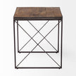 Mercana Trestman Square Top Medium Brown Wood and Iron Cross Braced End/Side Table Clearance