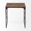 Mercana Trestman Square Top Medium Brown Wood and Iron Cross Braced End/Side Table Clearance