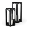 Mercana Balley Matte Black Metal Hexagonal Candle Holder Lanterns - Set of 2