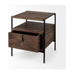 Mercana Glenn Dark Brown Wood w/ Black Iron Frame Square End/Side Table