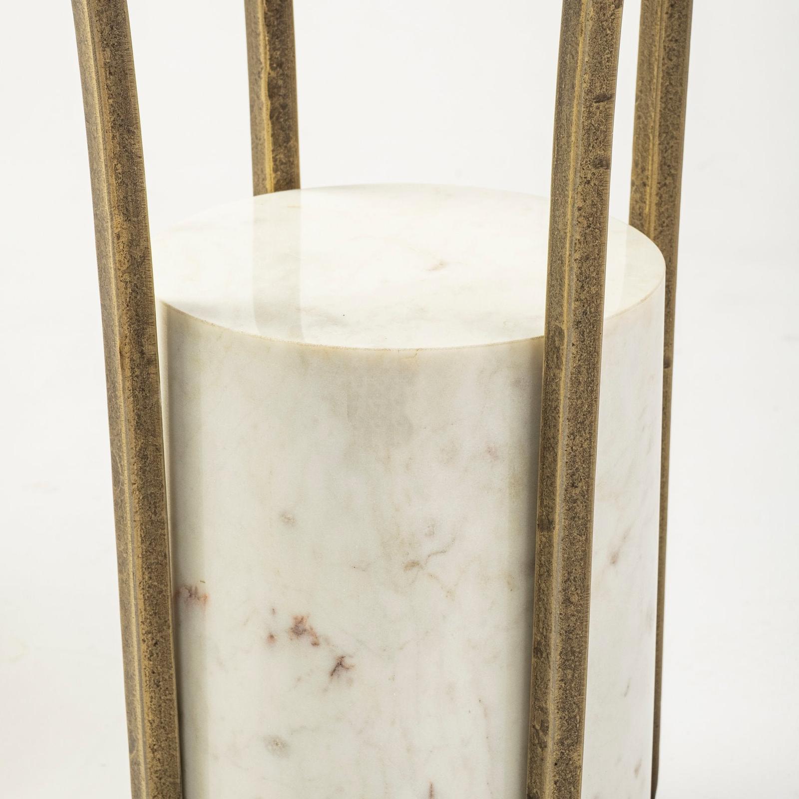 Mercana Jacinta Round Glass Top Metal and Marble Pedestal End/Side Table