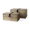 Mercana Josh Light Brown Wood W/ Metal Detail Boxes- Set of 2