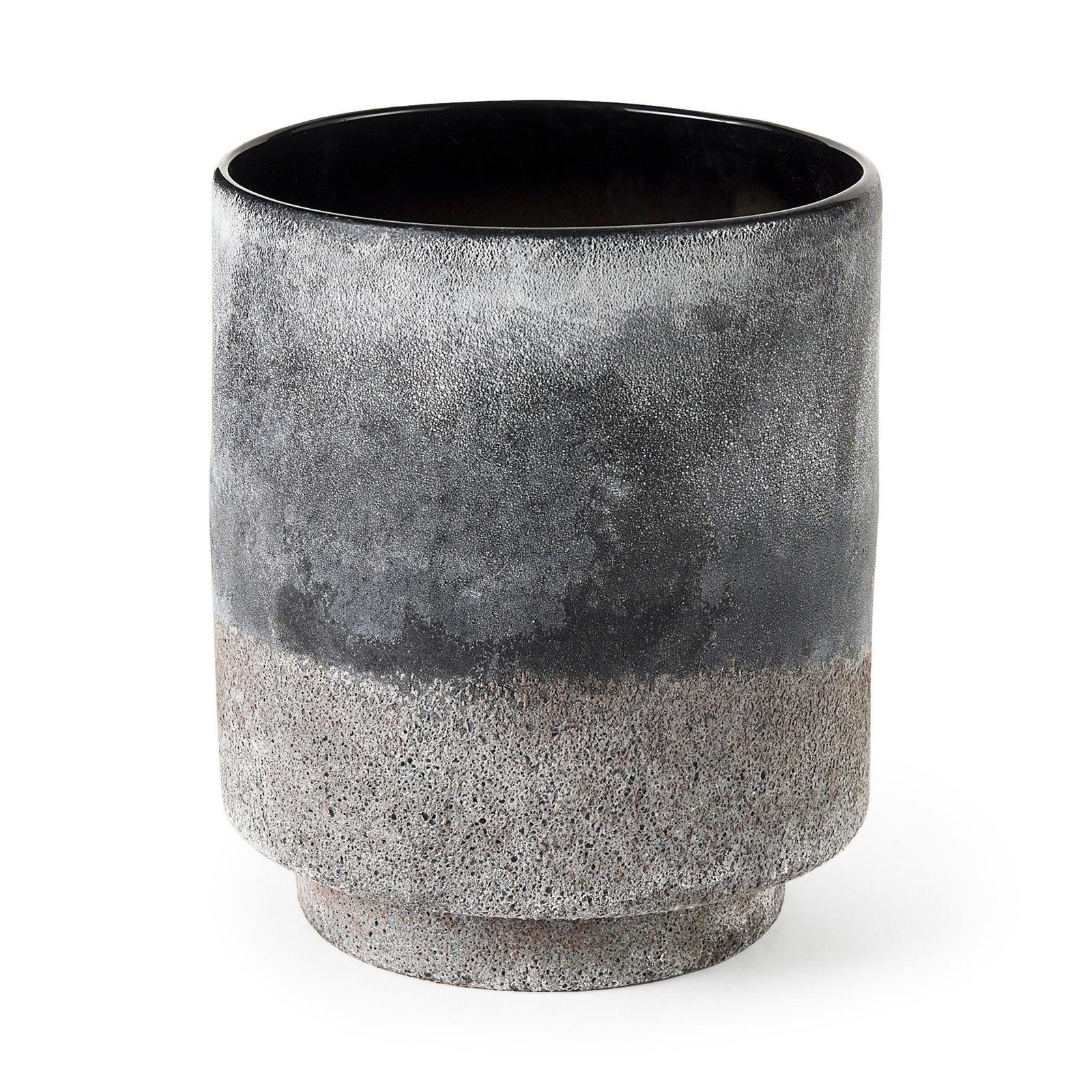 Mercana Squally Black/Brown Glass Ombre Textured Vase