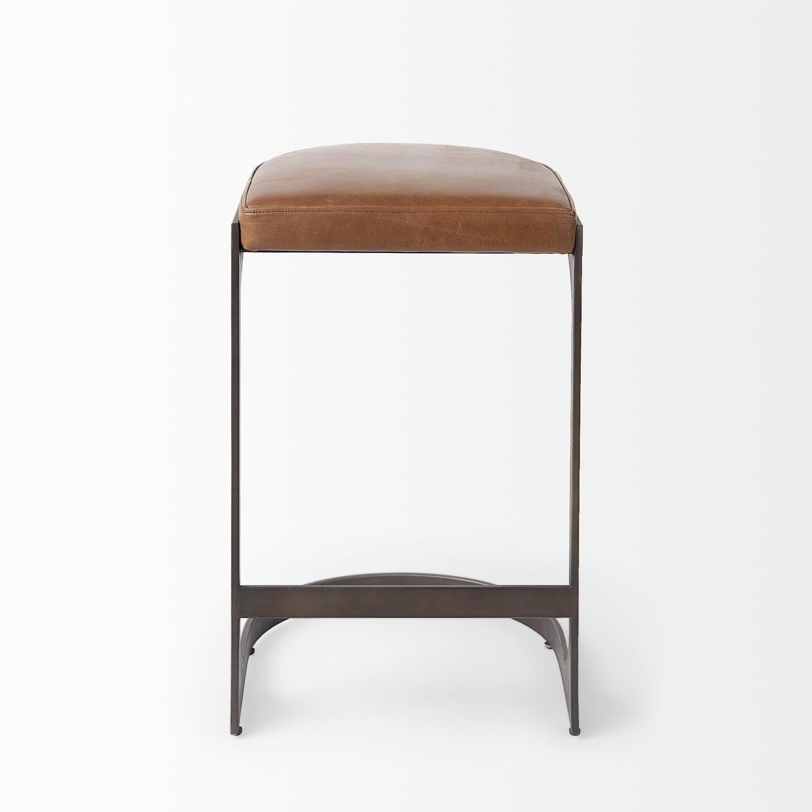 Mercana Tyson Leather W/ Metal Frame Counter Stool