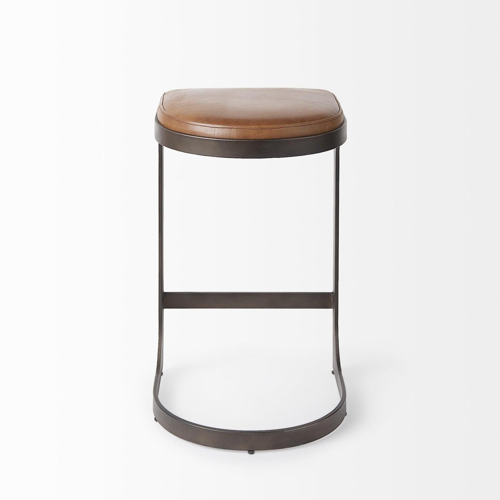 Mercana Tyson Leather W/ Metal Frame Counter Stool