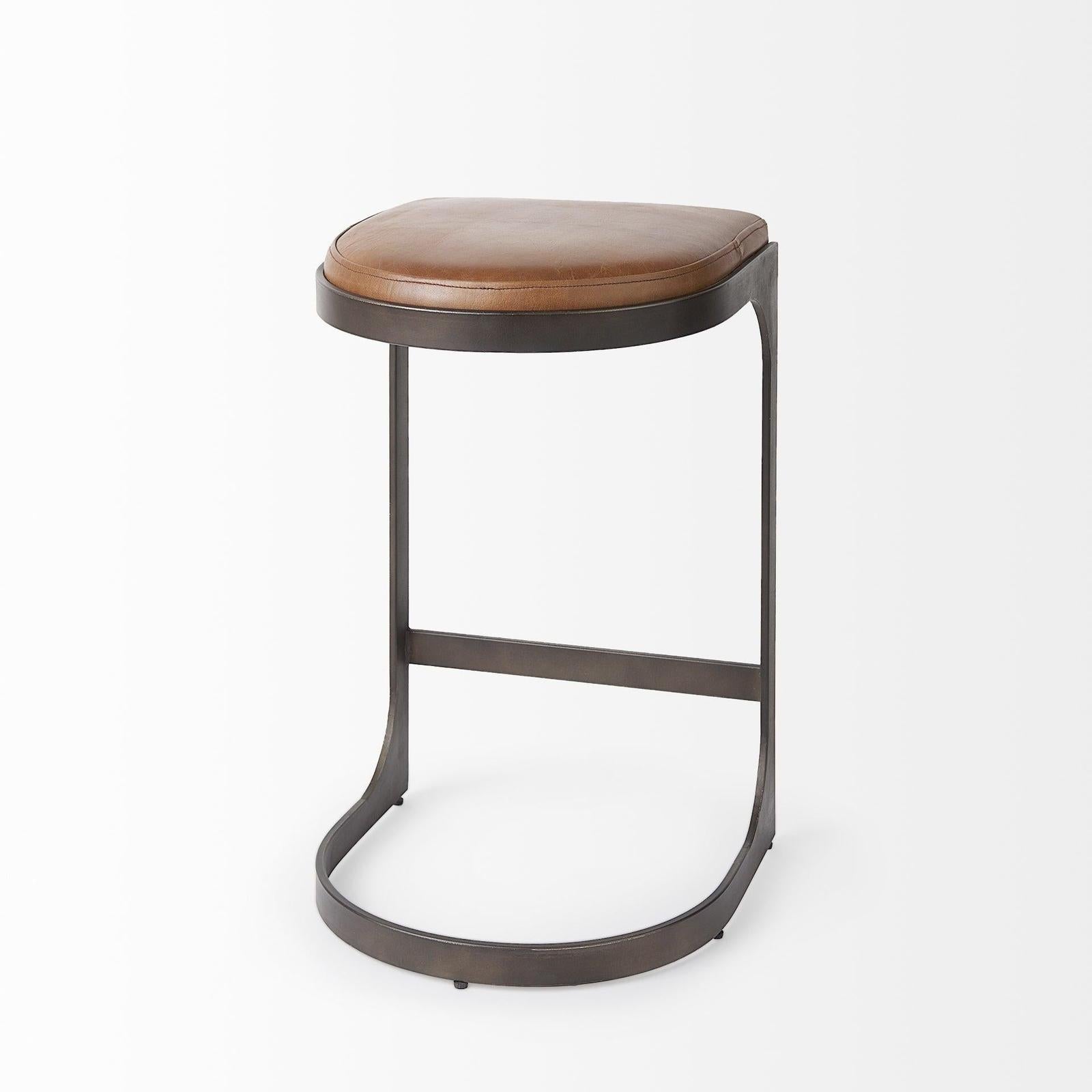 Mercana Tyson Leather W/ Metal Frame Counter Stool