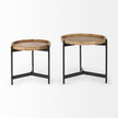Mercana Marquisa Light Brown Wood W/ Black Metal Base Nesting Side Tables- Set of 2