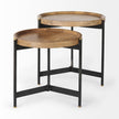Mercana Marquisa Light Brown Wood W/ Black Metal Base Nesting Side Tables- Set of 2
