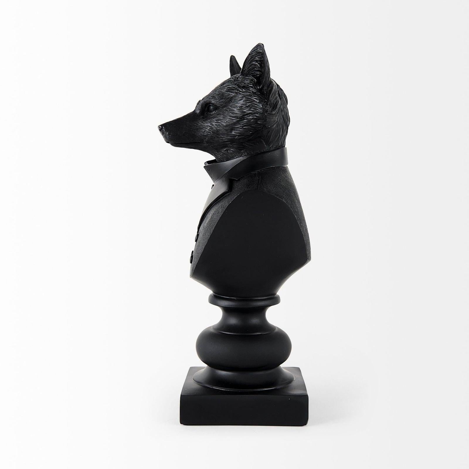 Mercana Murray Black Painted Resin Fox in a Suit Bust