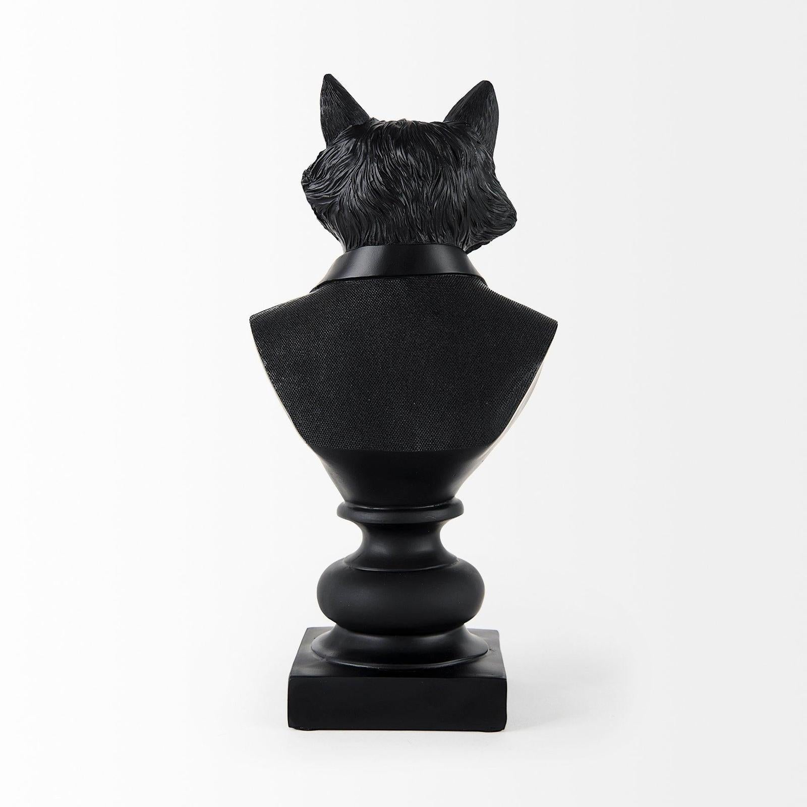 Mercana Murray Black Painted Resin Fox in a Suit Bust