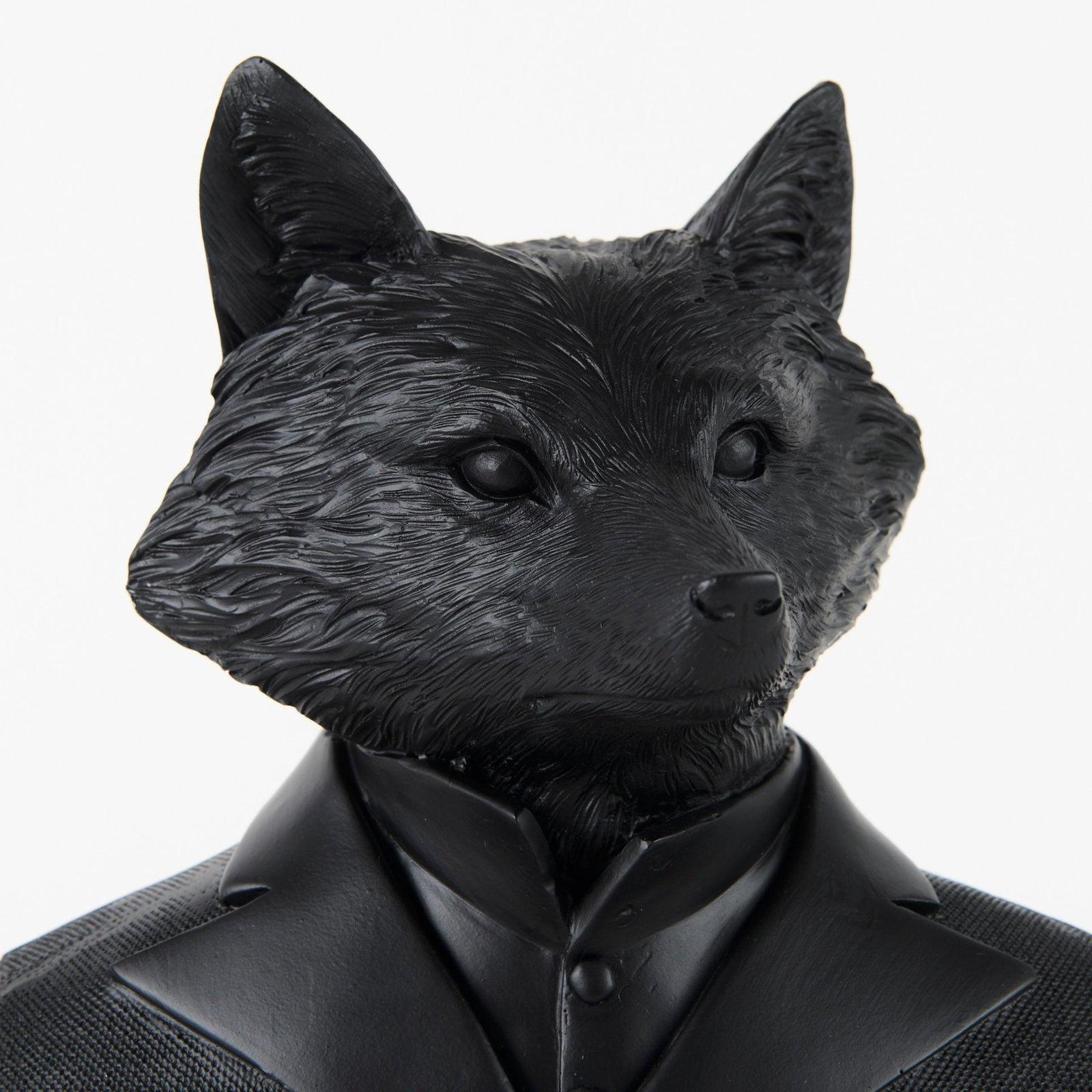 Mercana Murray Black Painted Resin Fox in a Suit Bust