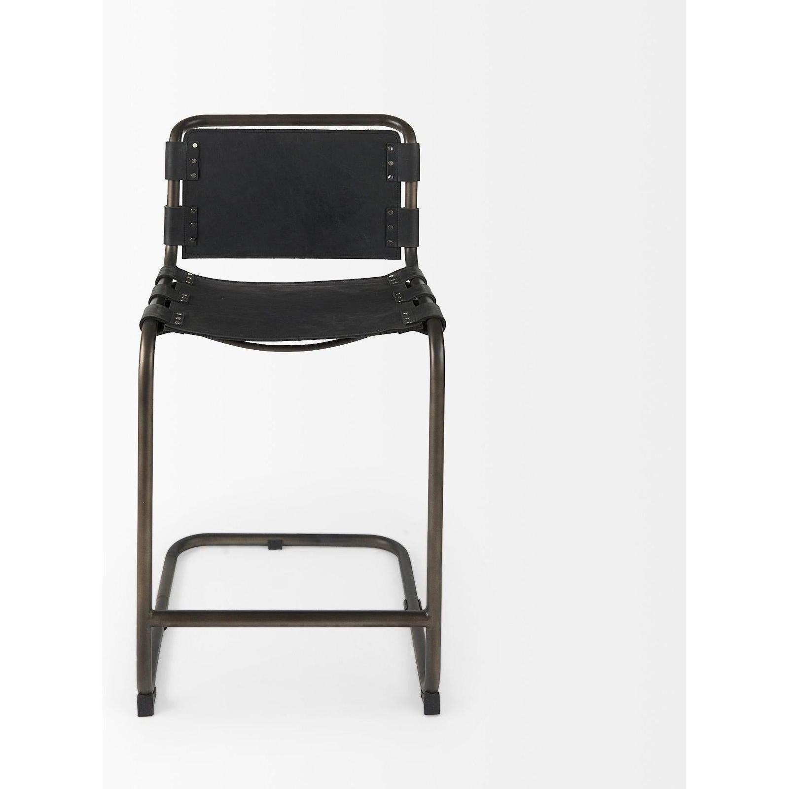 Mercana Berbick Black Leather W/ Iron Frame Counter Stool Clearance