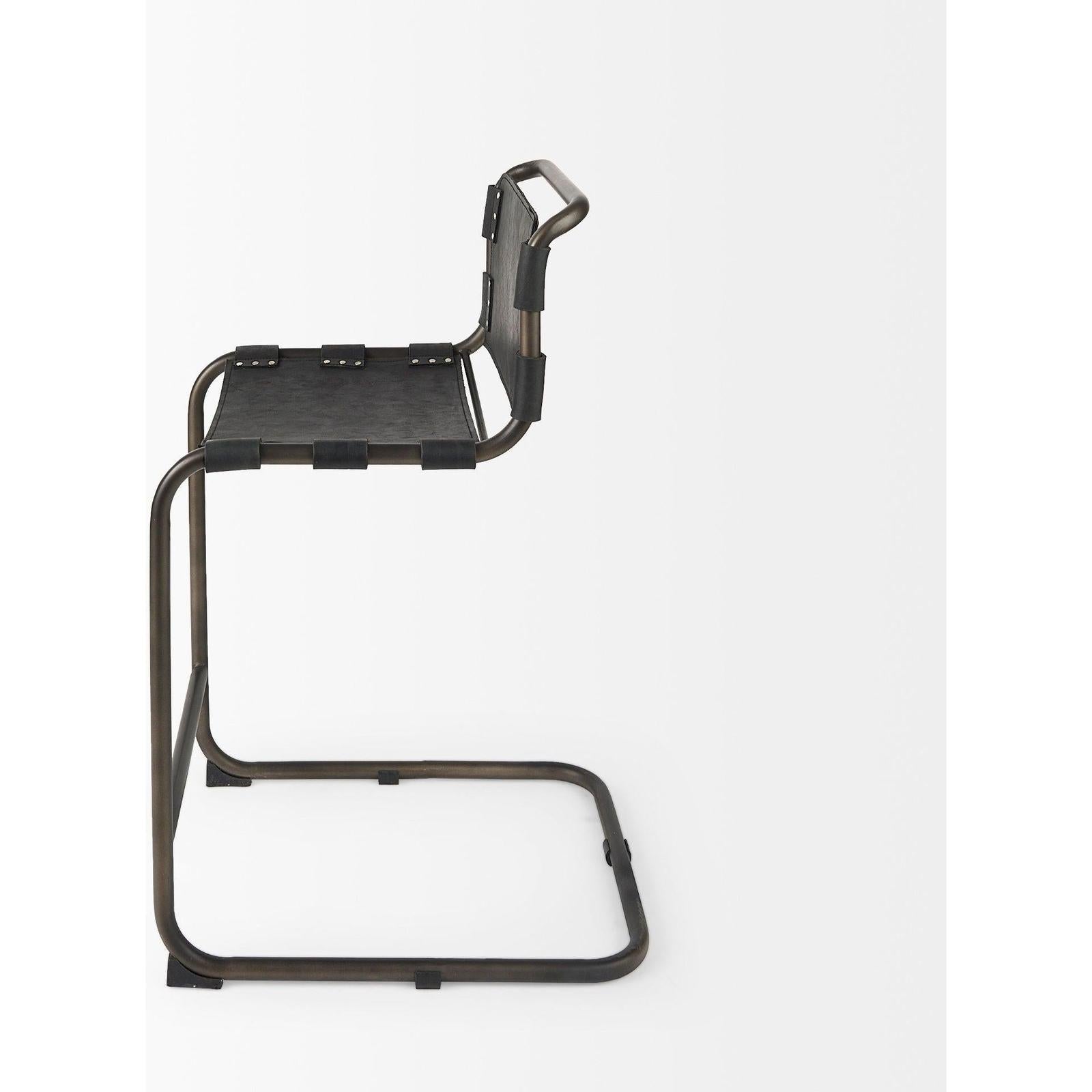Mercana Berbick Black Leather W/ Iron Frame Counter Stool Clearance