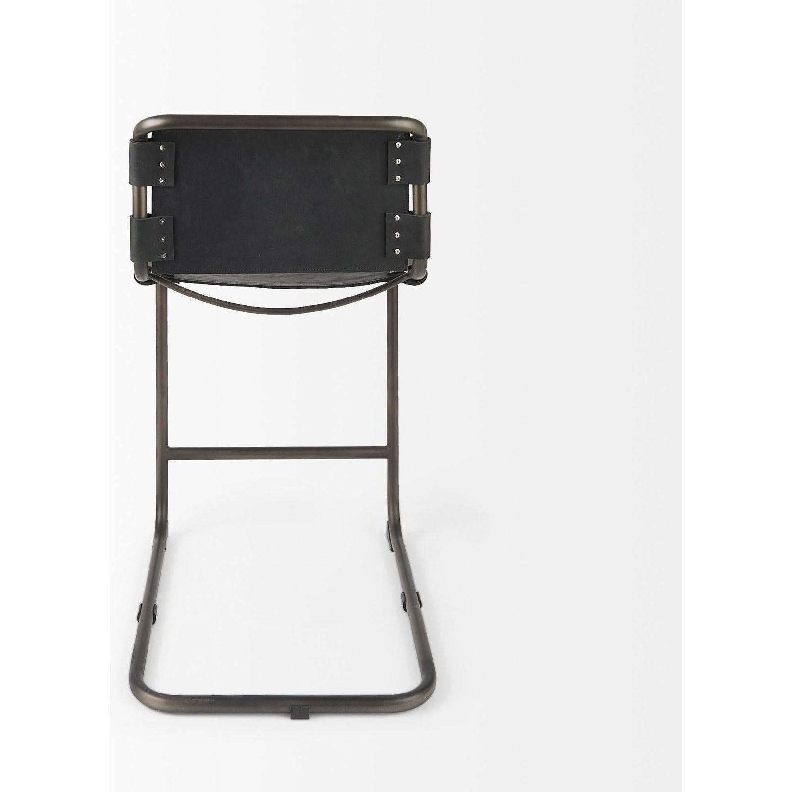 Mercana Berbick Black Leather W/ Iron Frame Counter Stool Clearance