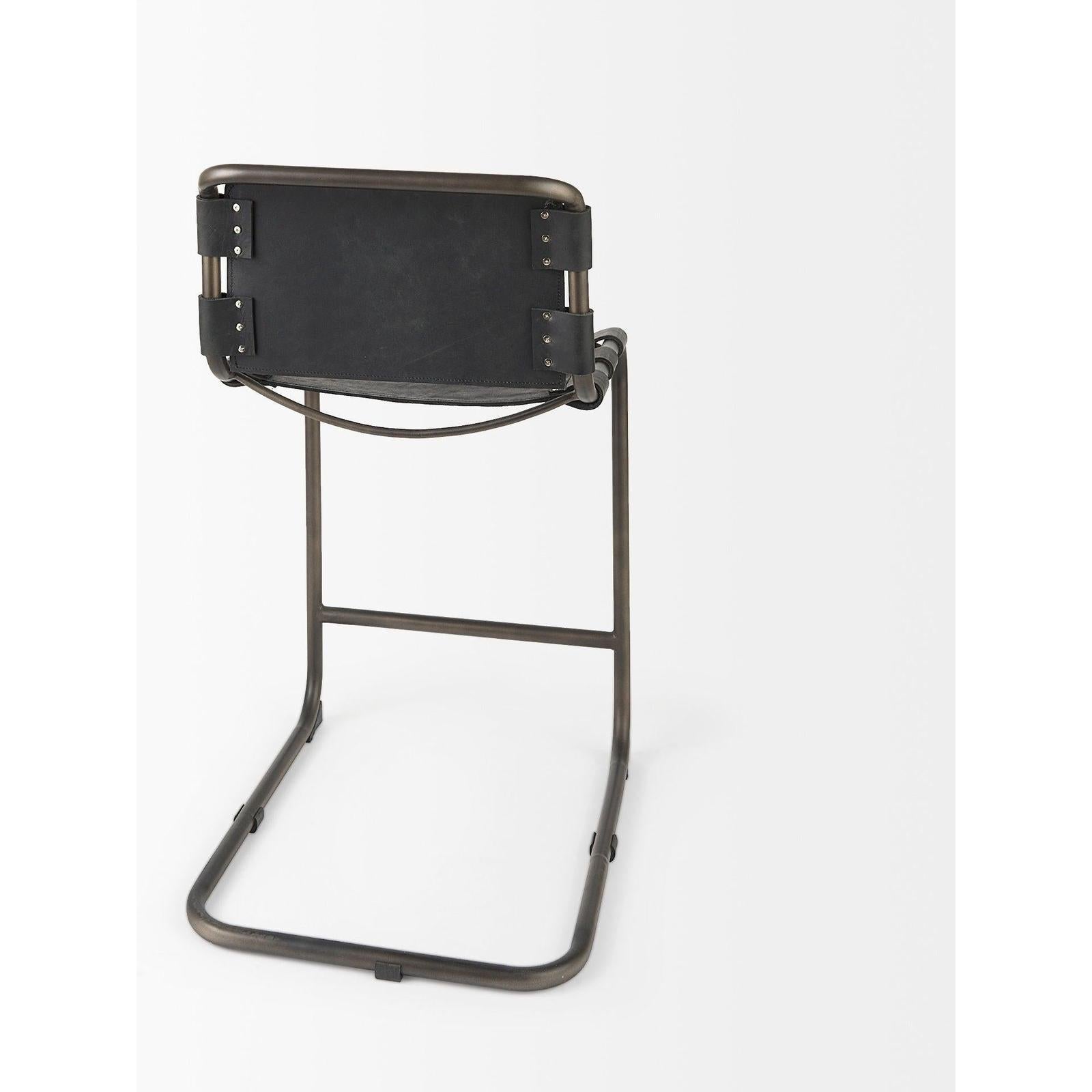 Mercana Berbick Black Leather W/ Iron Frame Counter Stool Clearance