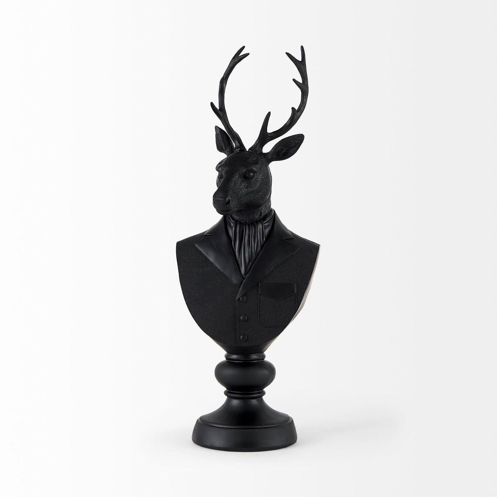 Mercana Mozart Black Painted Resin Deer Bust