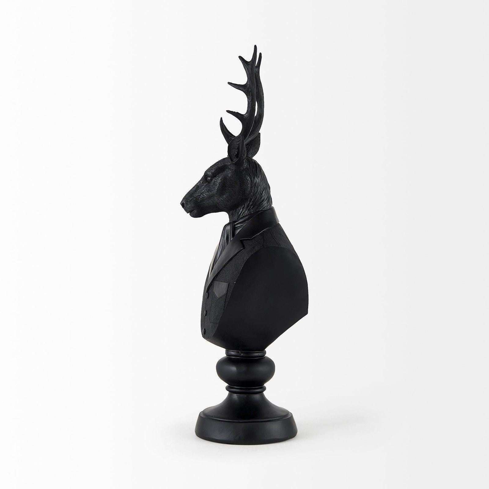 Mercana Mozart Black Painted Resin Deer Bust