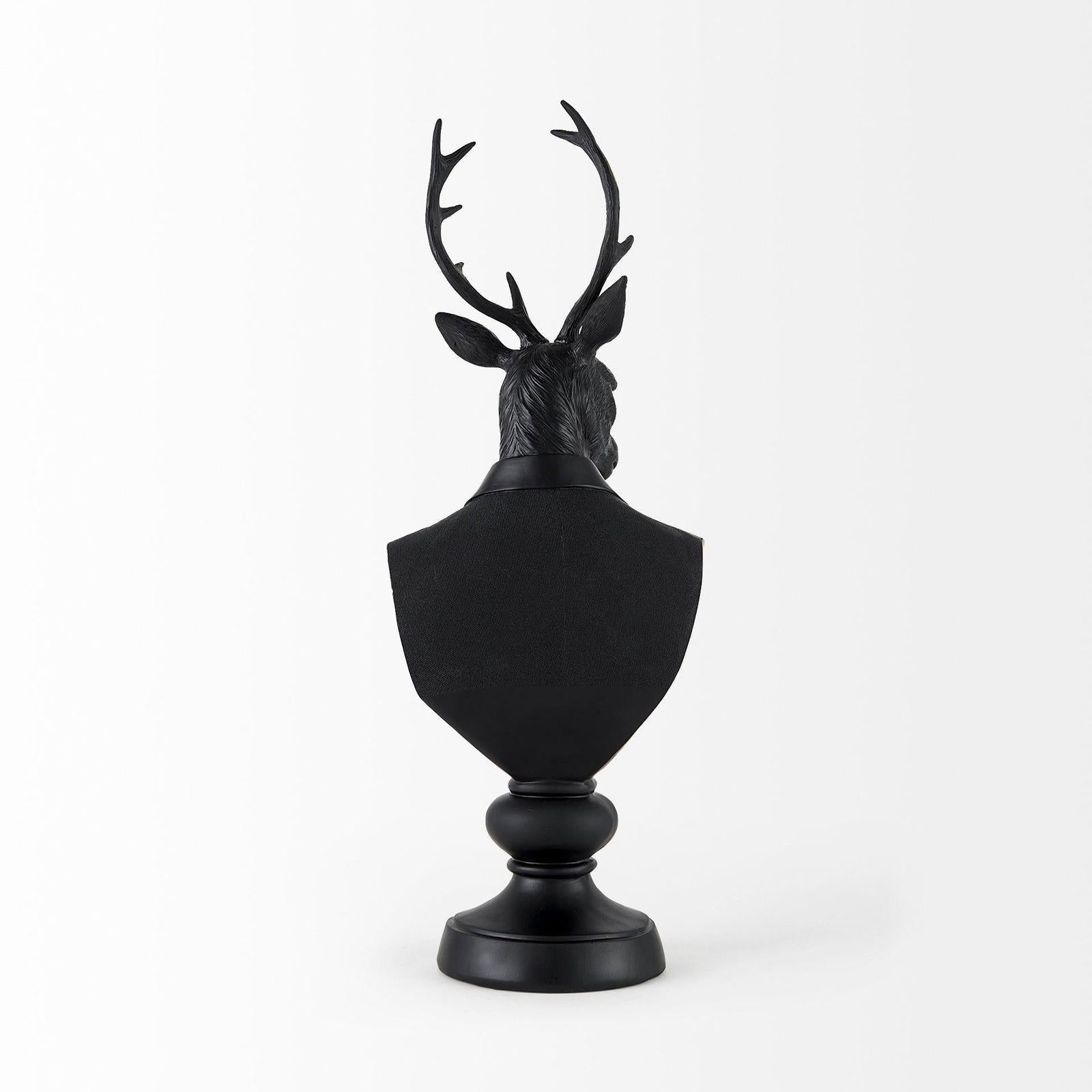 Mercana Mozart Black Painted Resin Deer Bust