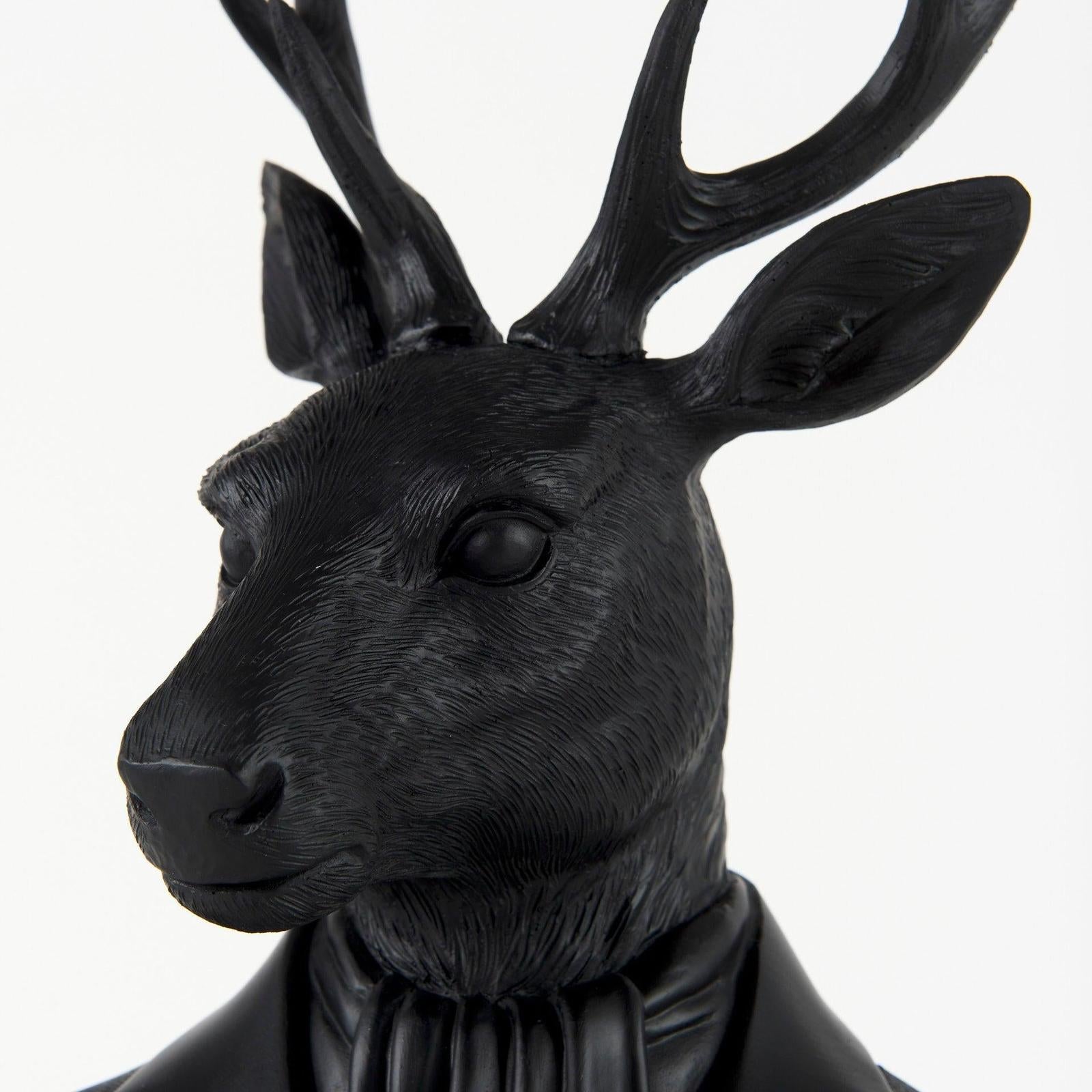 Mercana Mozart Black Painted Resin Deer Bust