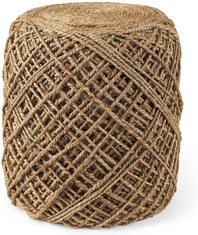 Mercana Allium Handwoven Wool Cylindrical Pouf