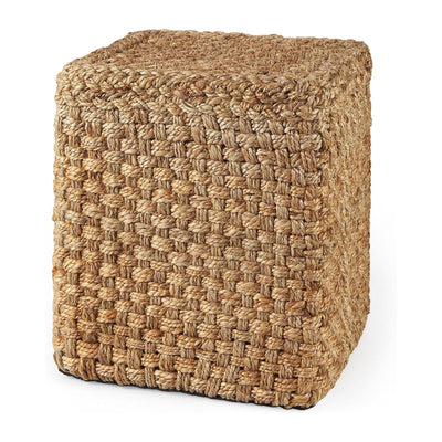 Mercana Aylin 16.5" Square Brown Jute Pouf