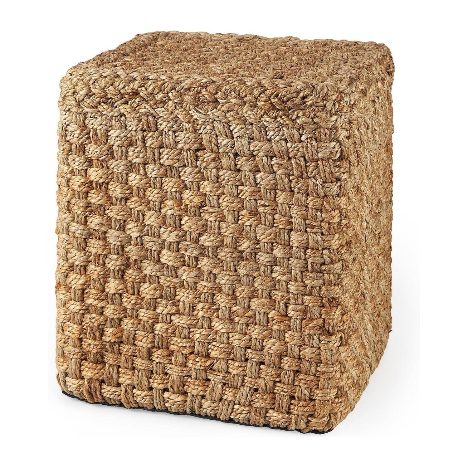 Mercana Aylin 16.5" Square Brown Jute Pouf