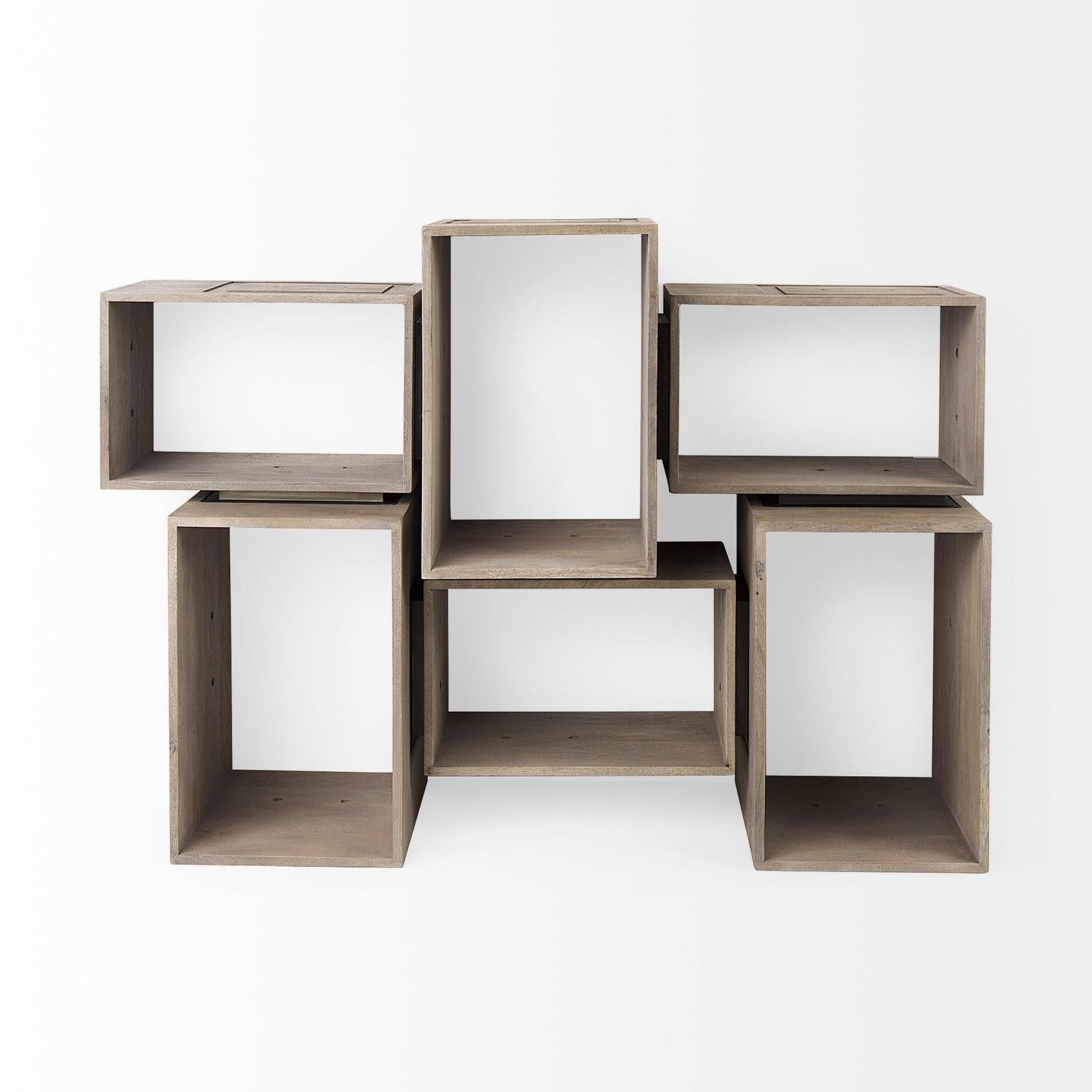 Mercana Simul Light Brown Wood Modular Shelving Unit- Set of 2 Clearance