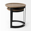 Mercana Aisley Light Brown Wood W/ Black Metal Base Round Nesting Side Tables - Set of 2