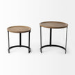 Mercana Aisley Light Brown Wood W/ Black Metal Base Round Nesting Side Tables - Set of 2