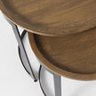 Mercana Aisley Light Brown Wood W/ Black Metal Base Round Nesting Side Tables - Set of 2