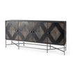 Mercana Hogarth Brown Solid Wood Base 4 Cabinet Sideboard