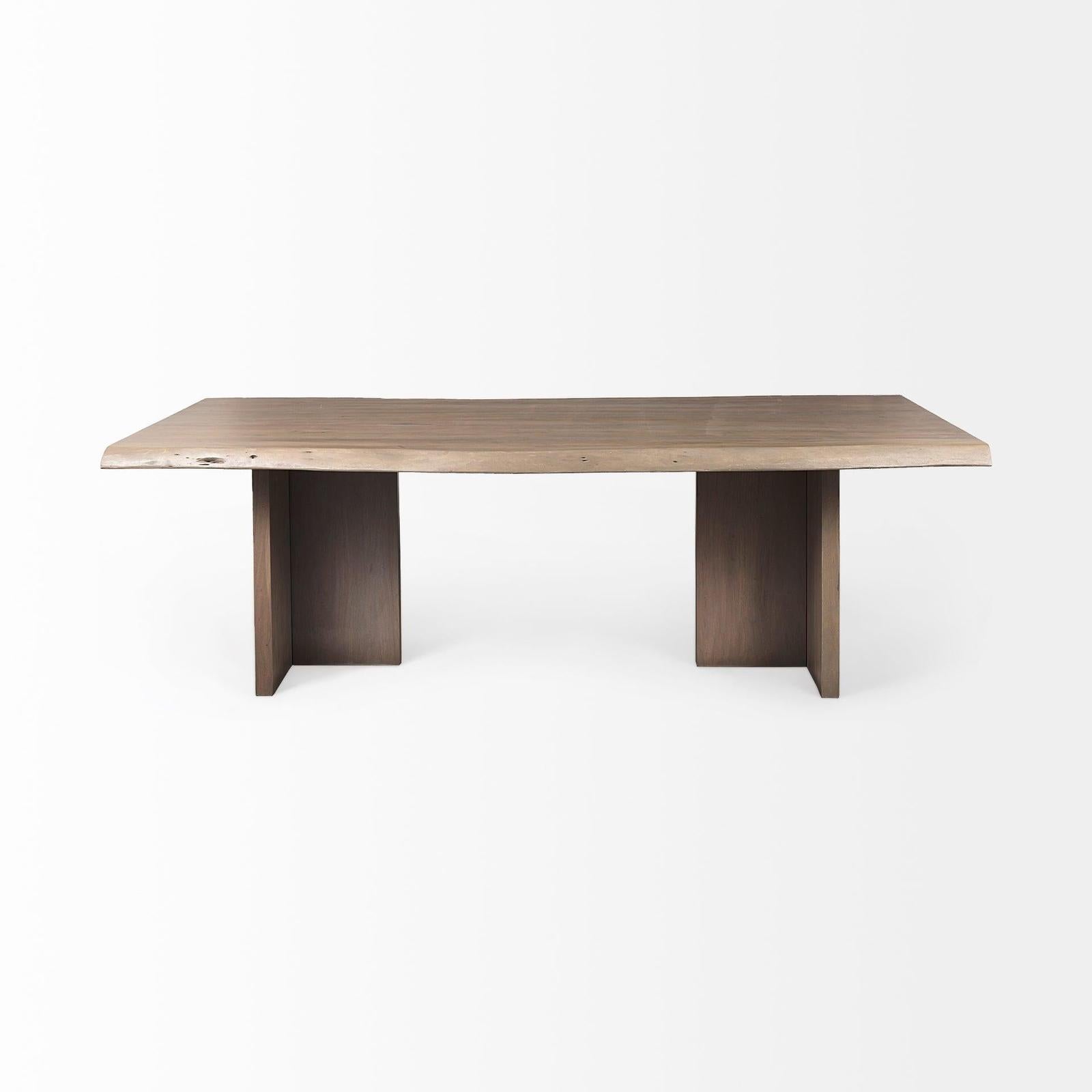Mercana Konstantin Medium Brown Wood W/ Live Edge Rectangular Dining Table
