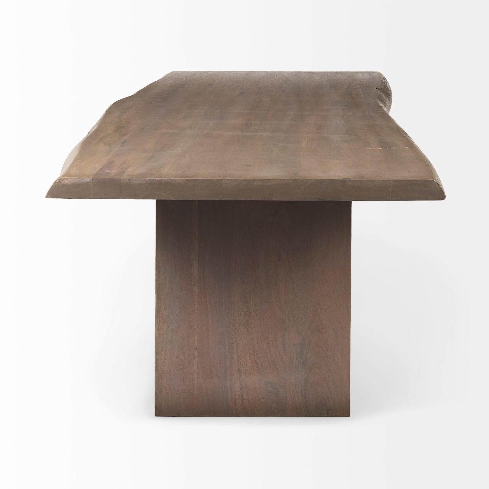 Mercana Konstantin Medium Brown Wood W/ Live Edge Rectangular Dining Table