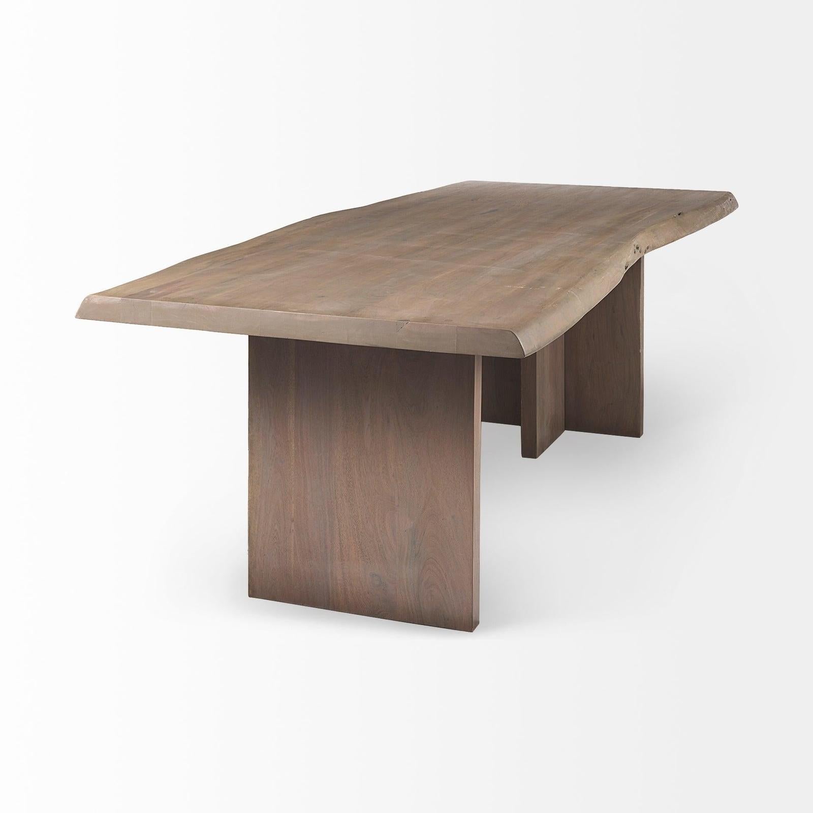 Mercana Konstantin Medium Brown Wood W/ Live Edge Rectangular Dining Table