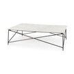 Mercana Lorlei White Marble Top W/ X-Shaped Gray Iron Base Coffee Table