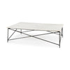 Mercana Lorlei White Marble Top W/ X-Shaped Gray Iron Base Coffee Table