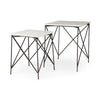 Mercana Lorlei White Marble Top W/ Gray Iron Legs End and Side Table Clearance